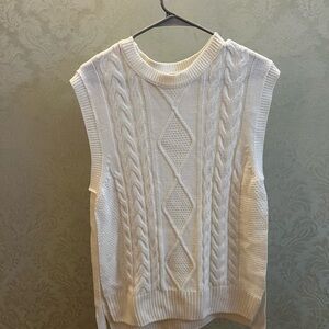 NWOT White Cable Knit Sleeveless Sweater